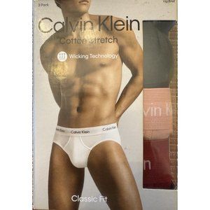 New Calvin Klein Men`s Cottom Stretch Wicking Hip Briefs 3 Pack, Multicolor, 2XL